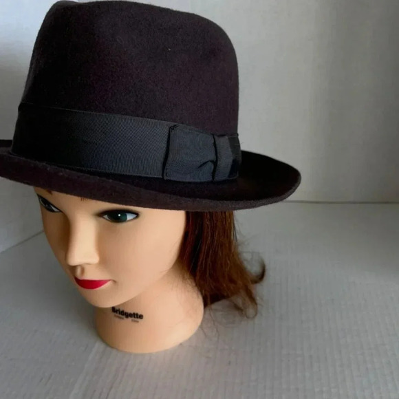 Dick Tracy Womens Disney Vintage wool Fedora Hat Black Size Medium - Picture 8 of 11